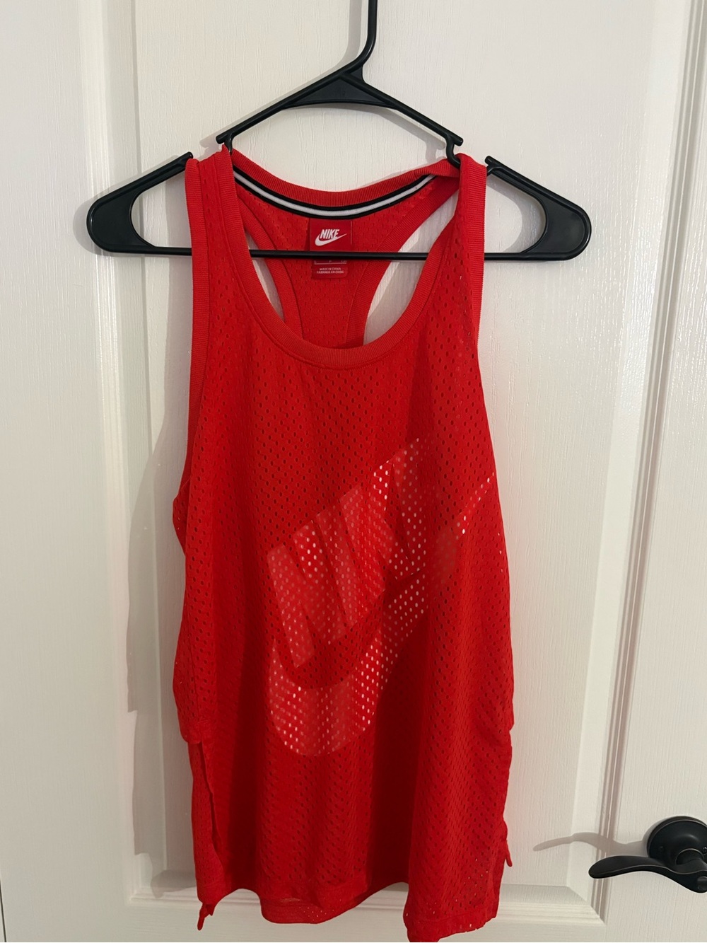 Nike Athletic Tank Red with Mesh Overlay and Just Do It Logo